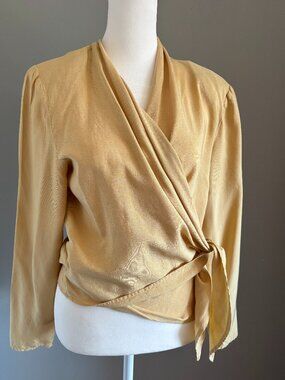 Vintage Golden Silk Surplice Blouse